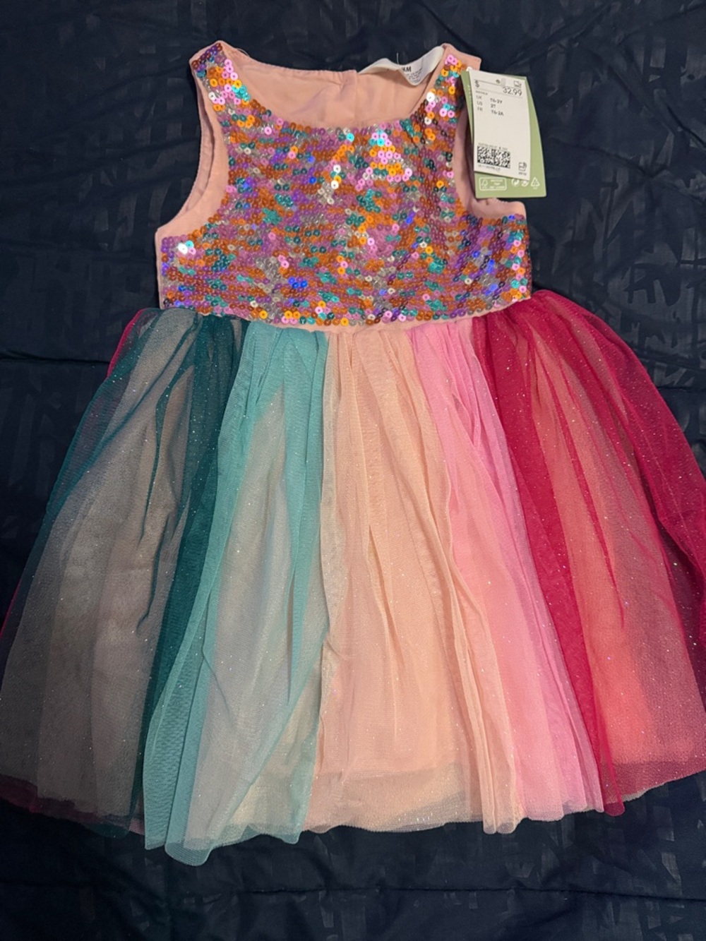 H&M Girls' Multicolor Sequin & Tulle Party Dress - Pink Size 2T